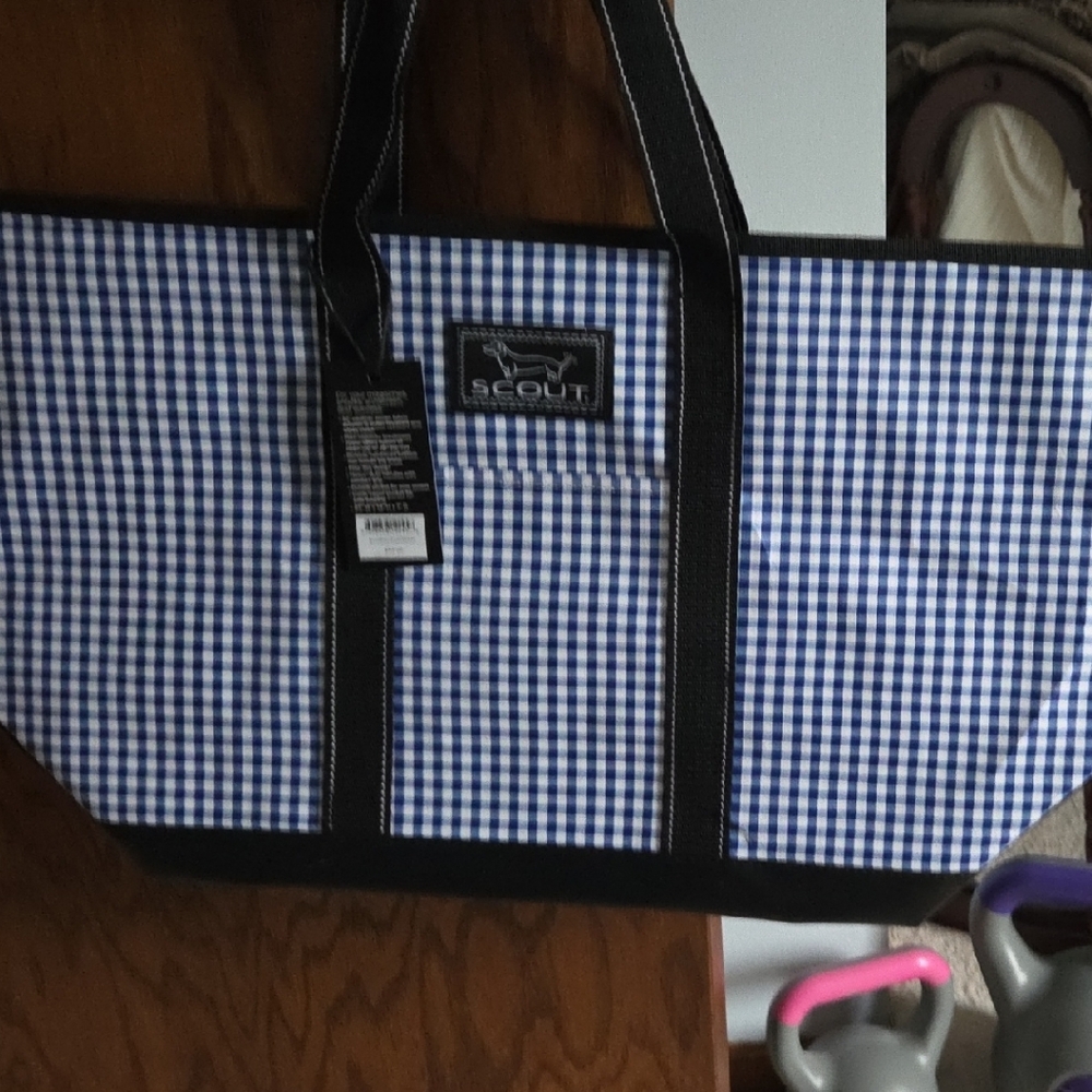 Scout Gingham Blue and Black Men's Tote